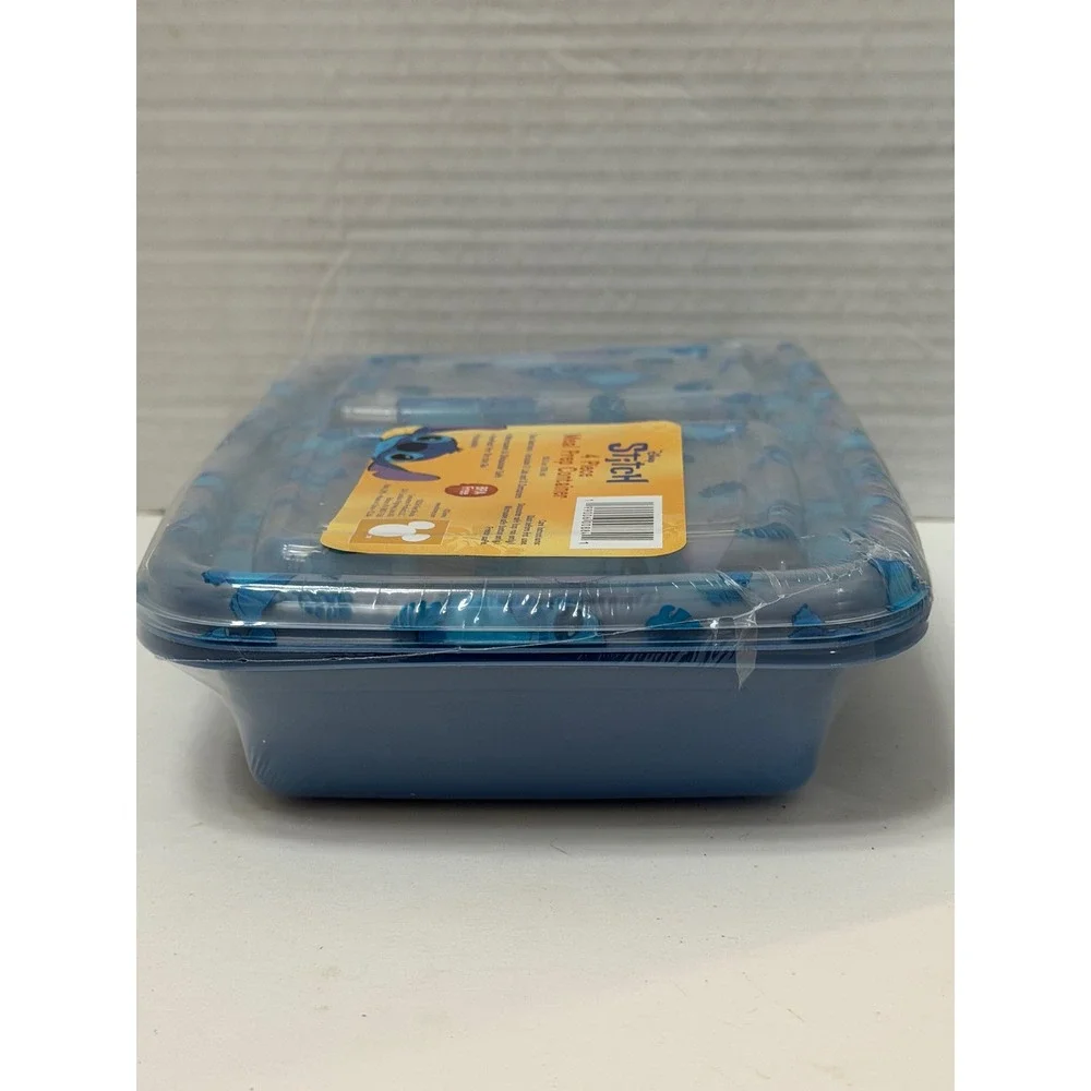 Disney Stitch 4 Piece Meal Prep Container Set 25.3oz Blue Divided Lilo & Stitch